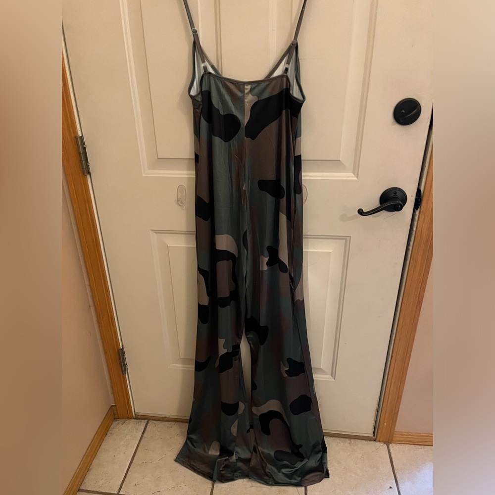 Women's Camo Slip Jumpsuit - Olive & Black